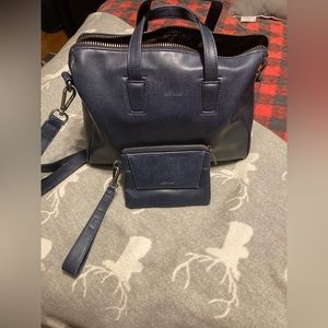 Matt&Nat purse/wristlt vegan leather lovely washed blue/navy color new condition